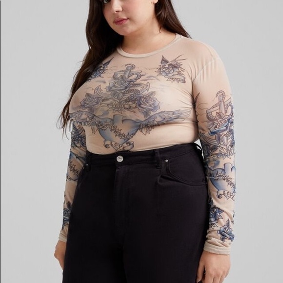 Berksha long sleeve tulle printed top - Picture 2 of 3